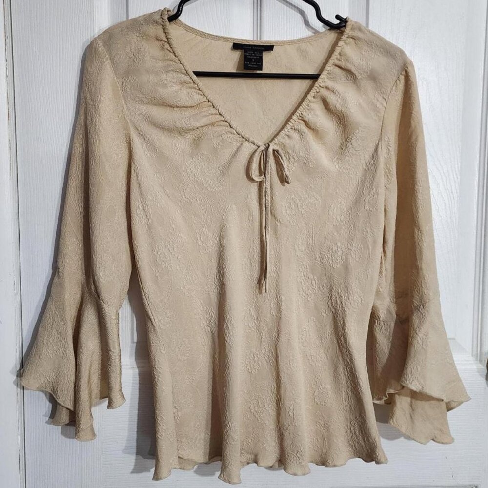 Vintage Cream Silk Embroidered Blouse